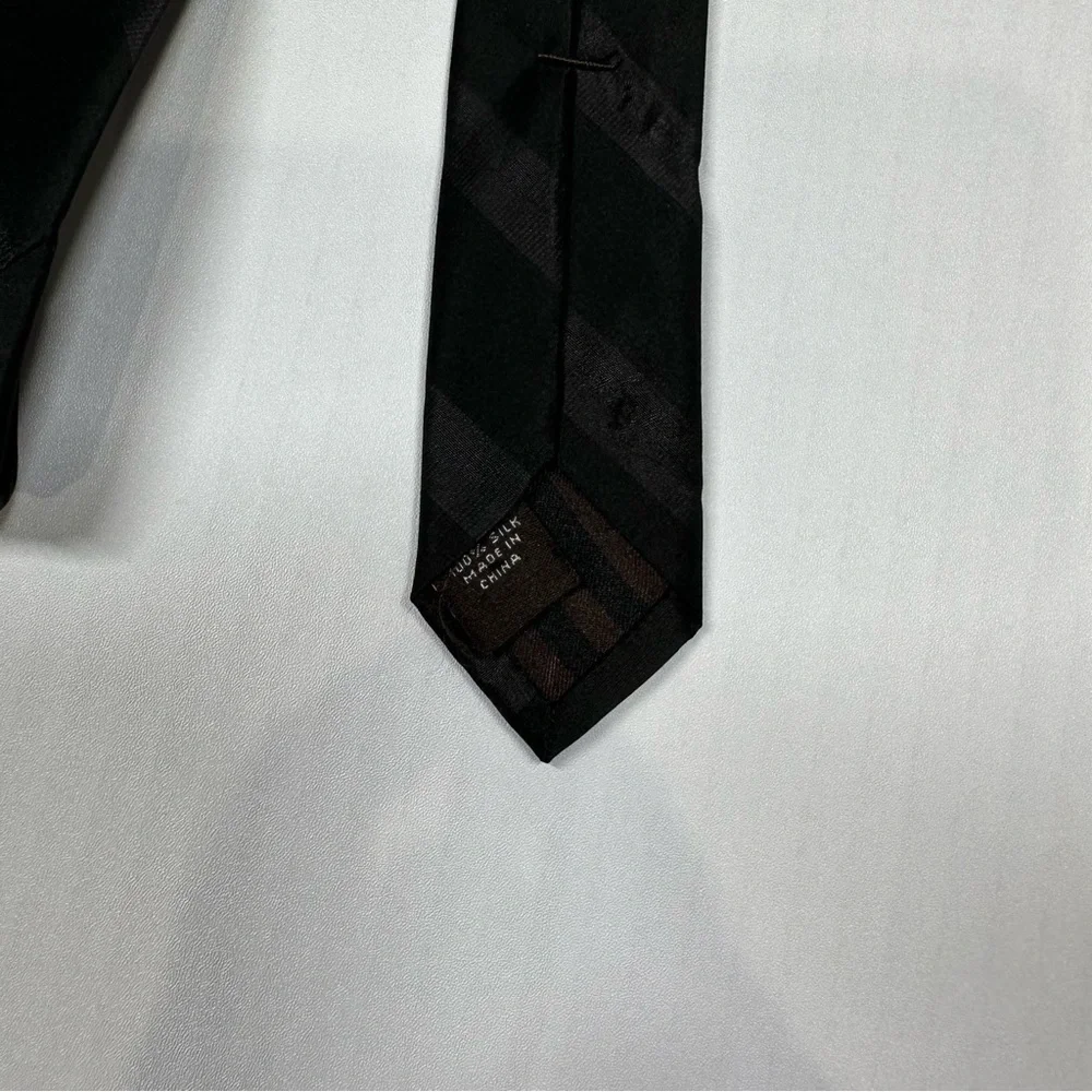 BLACK BROWN 1826 Black Striped Silk Tie